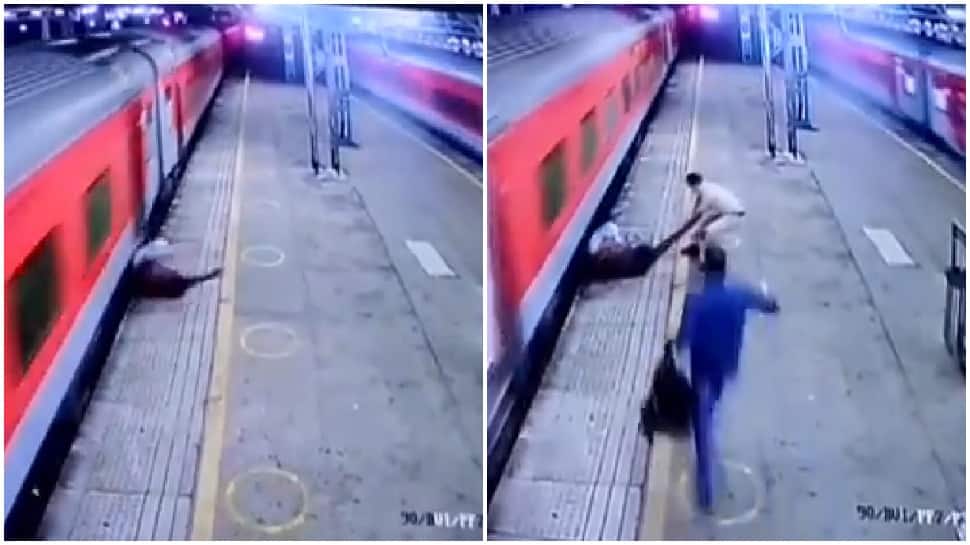 RPF constable saves passenger&#039;s life who fell while trying to get off moving train in Mumbai