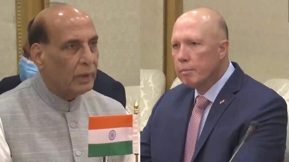 रक्षा मंत्री राजनाथ सिंह ने दिल्ली में ऑस्ट्रेलियाई समकक्ष पीटर डटन के साथ बातचीत की