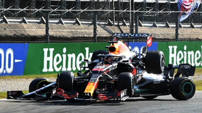 Lewis Hamilton says ‘very, very fortunate’ to survive Italian Grand Prix crash with Max Verstappen