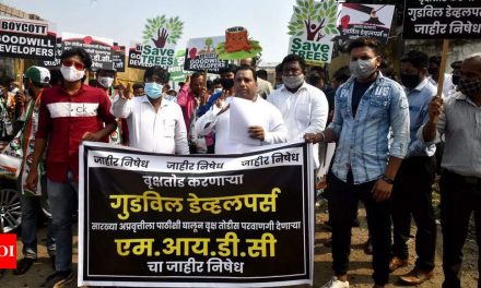 एमआईडीसी: नवी मुंबई: एनसीपी कार्यकर्ताओं ने एमआईडीसी प्लॉट पर पेड़ काटने का विरोध किया |  नवी मुंबई समाचार – टाइम्स ऑफ इंडिया