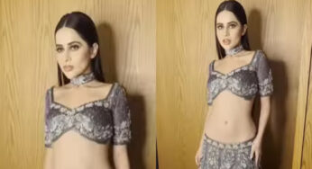 ग्रे एम्बेलिश्ड लहंगे में प्लंजिंग नेकलाइन के साथ उर्फी जावेद का देसी लुक और फैंस इसे खूब पसंद कर रहे हैं