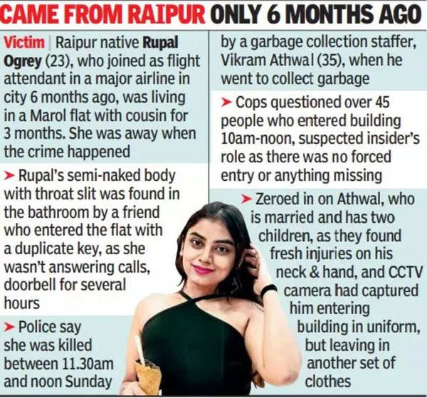 Mumbai flight attendant's murder: Cleaner washed bloodstains off his uniform, changed clothes after killing her