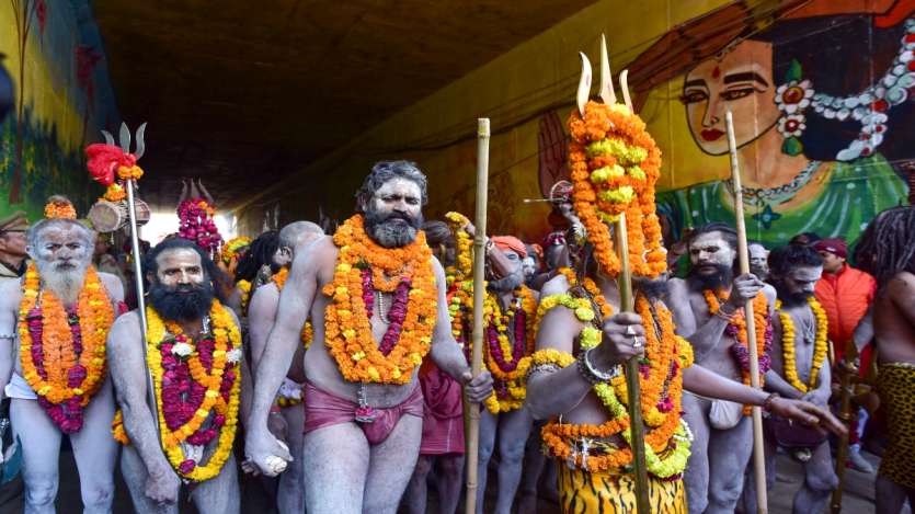 नागा साधुओं की उत्पत्ति प्राचीन भारत में हुई जब वे सनातन धर्म की रक्षा के लिए प्रकाश-तपस्वी के रूप में स्थापित हुए। नागा साधुओं के पास पोथियों की सुरक्षा के लिए तलवारें, त्रिशूल, गदा, तीर धनु और आयुध कौशल होते थे। 