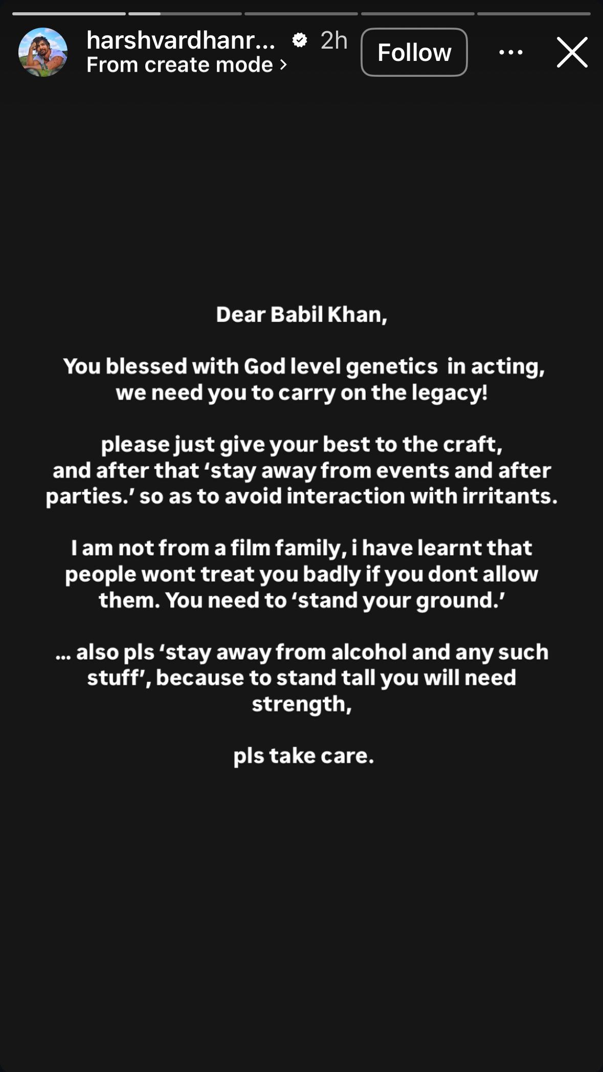 इंस्टाग्राम स्टोरीज के माध्यम से हर्षवर्धन।