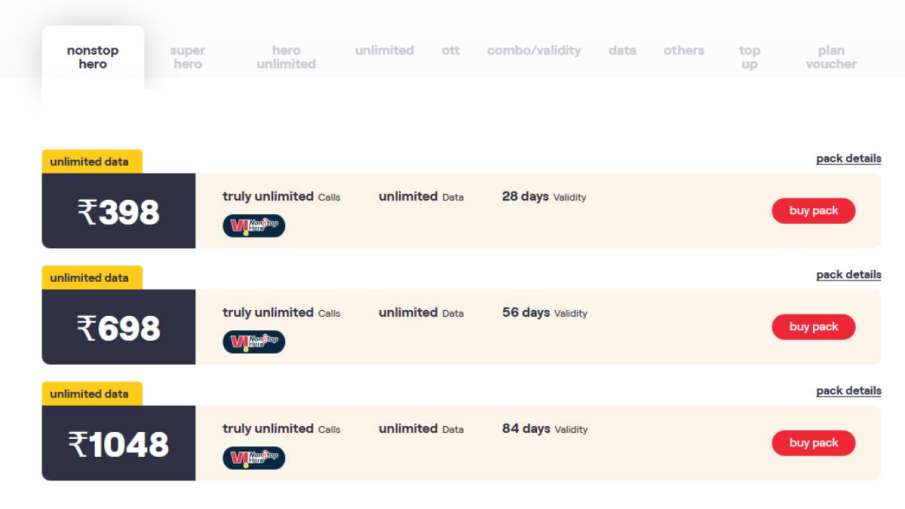 वोडाफोन आइडिया रिचार्ज प्लान