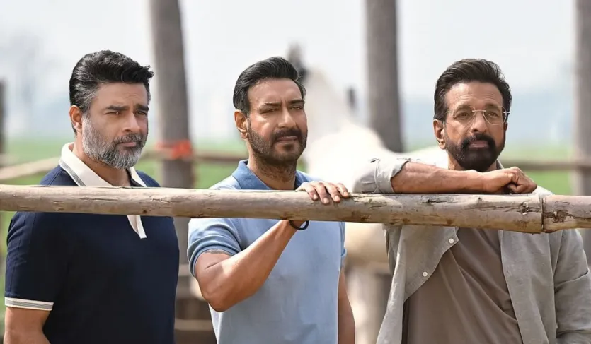 बुकमायशो के विवरण में माधवन ने अजय की निडरता की झलक दिखाई और बताया कि कैसे वह एक बार बिना किसी अभ्यास के स्काईडाइविंग सीन के लिए प्लेन से कूद गए थे। इस पर जवाब देते हुए, भगवान ने अमेरिका में अपनी ट्रेनिंग की एक घटना को याद करते हुए कहा, 'जैसे ही मैं पहुंचा, मैंने देखा कि कोई लड़की गई थी क्योंकि उसका पैराशूट नहीं खुला था और वह ठीक सामने मर गई और अगला नंबर मेरा था।'