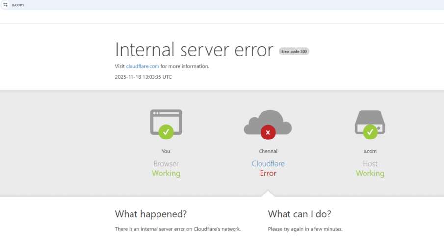 एक्स पर सर्वर त्रुटि