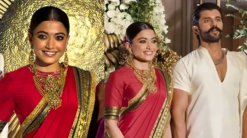 रश्मिका और विजय ने आज, 4 मार्च को हैदराबाद में अपना वेडिंग रिसेप्शन आयोजित किया, जिसमें दोनों एक बार फिर पारंपरिक लुक में नजर आए। रश्मीका ने जहां सब्यसाची मुखर्जी की सुर्ख लाल रंग की दीवार तो वहीं देवरकोंडा ने भी पारंपरिक मुंडू में साज-धजकर के बाहर निकलने और आतिशबाजी के लिए एक साथ शुरुआत की।