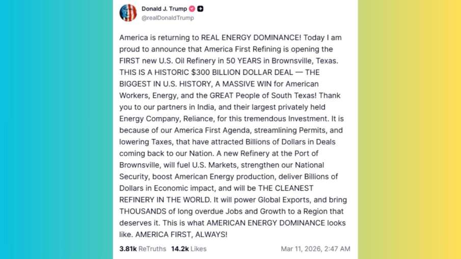 ट्रूथ सोशल पर सच्चाई की तरफ से पोस्ट किया गया।